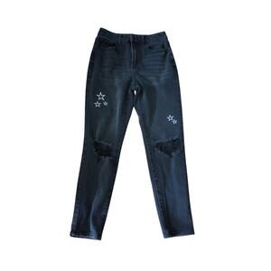No Boundaries‎ Juniors size 7 Ripped Jeans with Star Embroidery